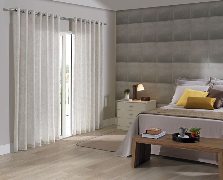 Cortina Bella Janela 3x1,7m Rústica Túnis com Ilhós