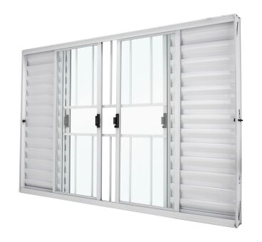 Janela Veneziana de Correr Alumínio Classic 100x120cm 6 Folhas Branca com Grade CRV