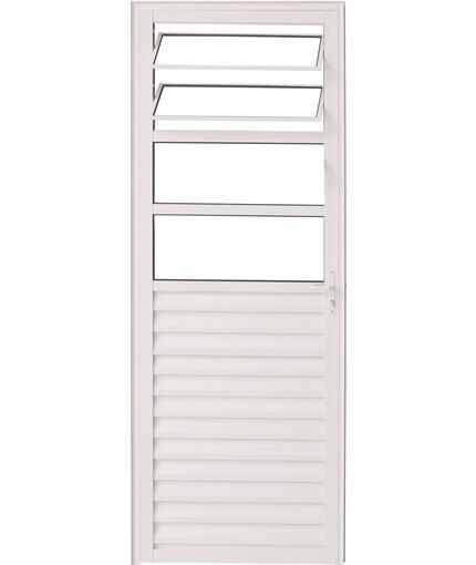 Porta de Abrir Alumínio 2,10M X 80CM Nobre Mb Direita Branca com Basculante CRV