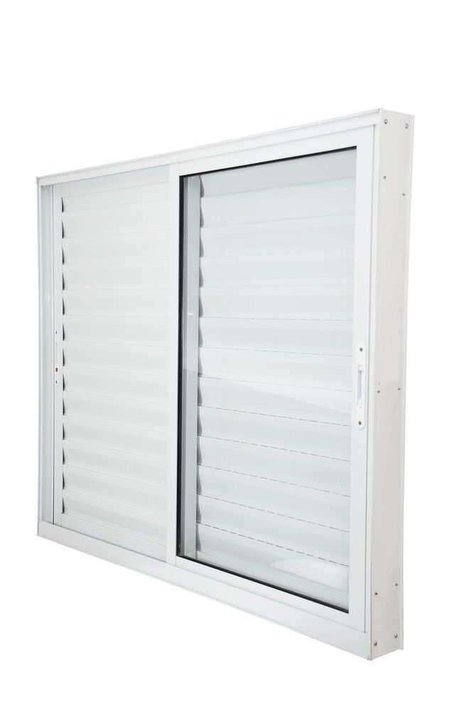 Janela Veneziana de Correr Alumínio CRV Nobre 120x150cm 3 Folhas Branca