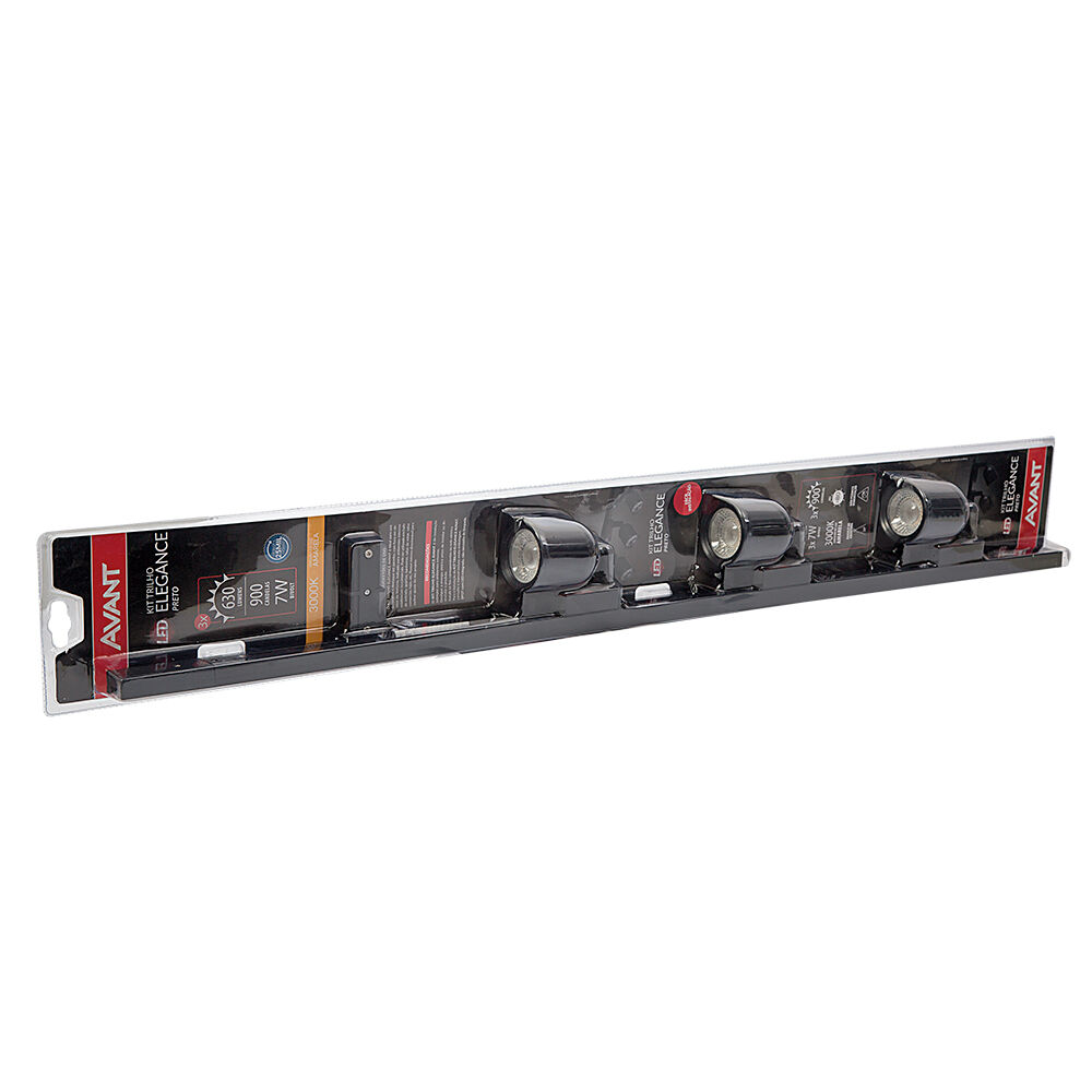 Kit Trilho Elétrico 3 Spots Led Elegance Luz Amarela Avant