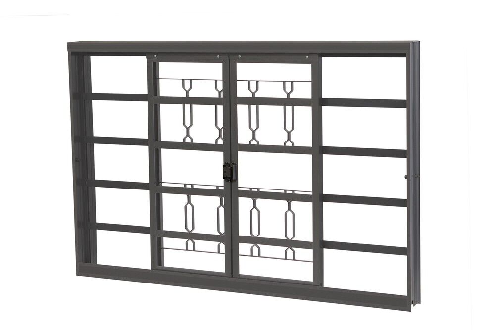 Janela de Correr Aço CRV Standard 100x100cm Cinza com Grade Elo