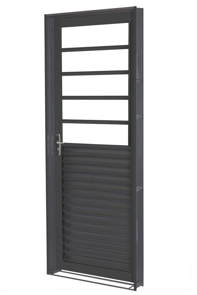 Porta de Abrir Aço CRV 2,15x0,84m Standard Cinza Esquerda R6,5