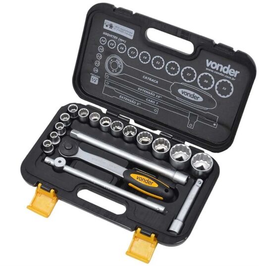 Kit Chave Soquete Vonder Estriado 18 peças