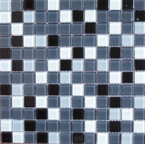 Pastilha de Vidro Miscelânia PGC08 10455 Preto Cinza e Branco 30x30 Bremen