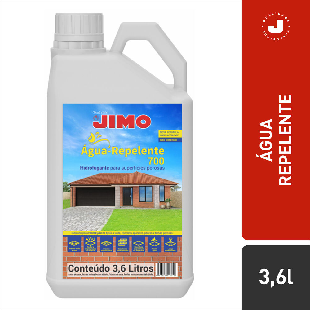 JIMO Água Repelente 700 Muros Fachadas e Telhados Barreira Química Invisível Reduz Absorção de Água Prevenção de Mofo e Limo Bombona 3,6 Litros