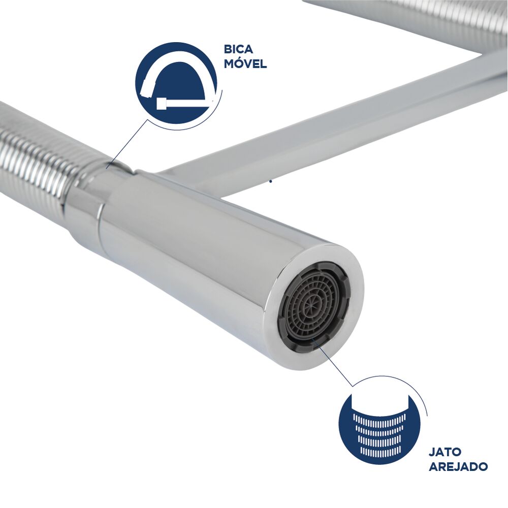Torneira Misturador Monocomando para Cozinha de Mesa Bica Alta 1/2