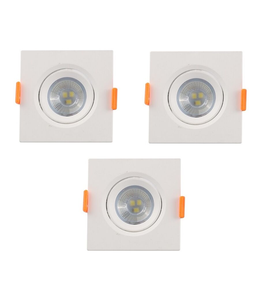 Kit Spot LED de Embutir 3W 6500K Quadrado Bivolt 3 Peças Luz Branca Vitralux