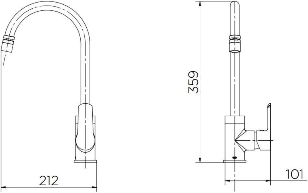 Torneira Misturador para Cozinha de Mesa Bica Alta 1/2