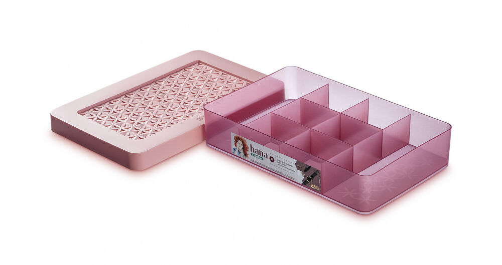 Caixa Hana com Divisórias M Rosa 20x31,5x6,2cm