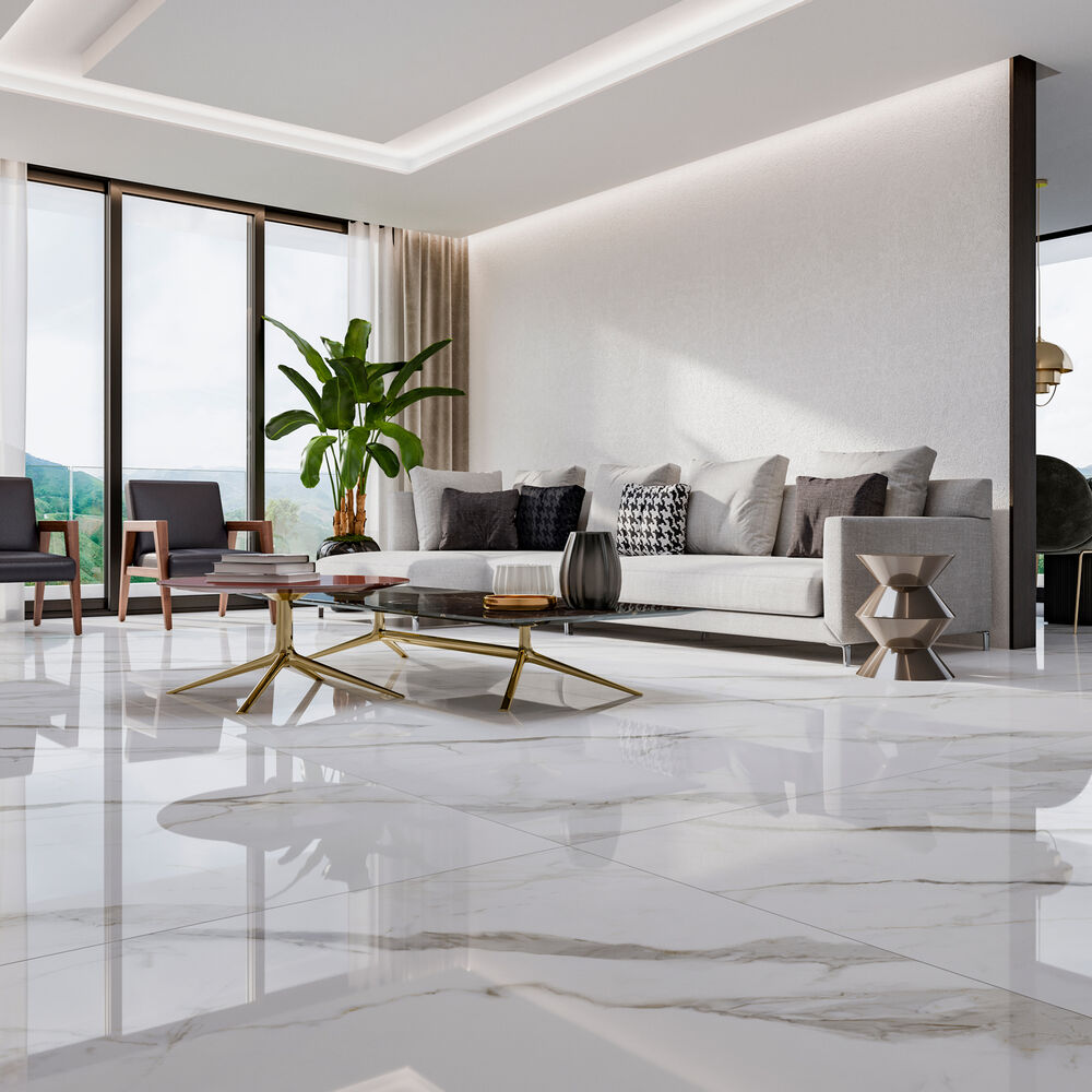 Porcelanato Calacata Retificado Polido 120x120 Branco Biancogres