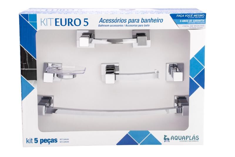 Kit de Acessórios para Banheiro Stamplas Euro 5 Peças Cromado