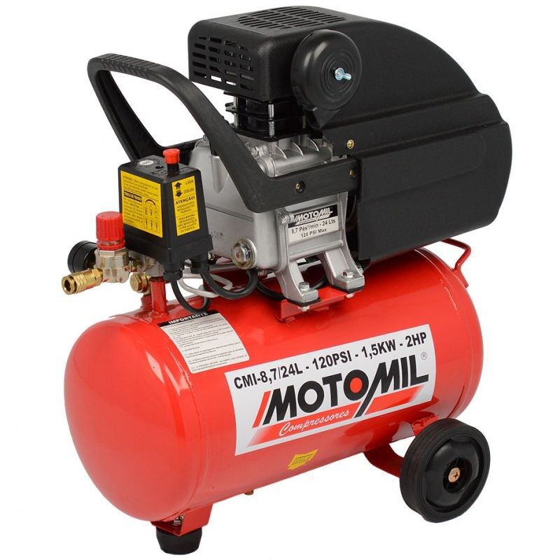 Compressor de Ar CMI 8,7/24L 2HP Bivolt Motomil