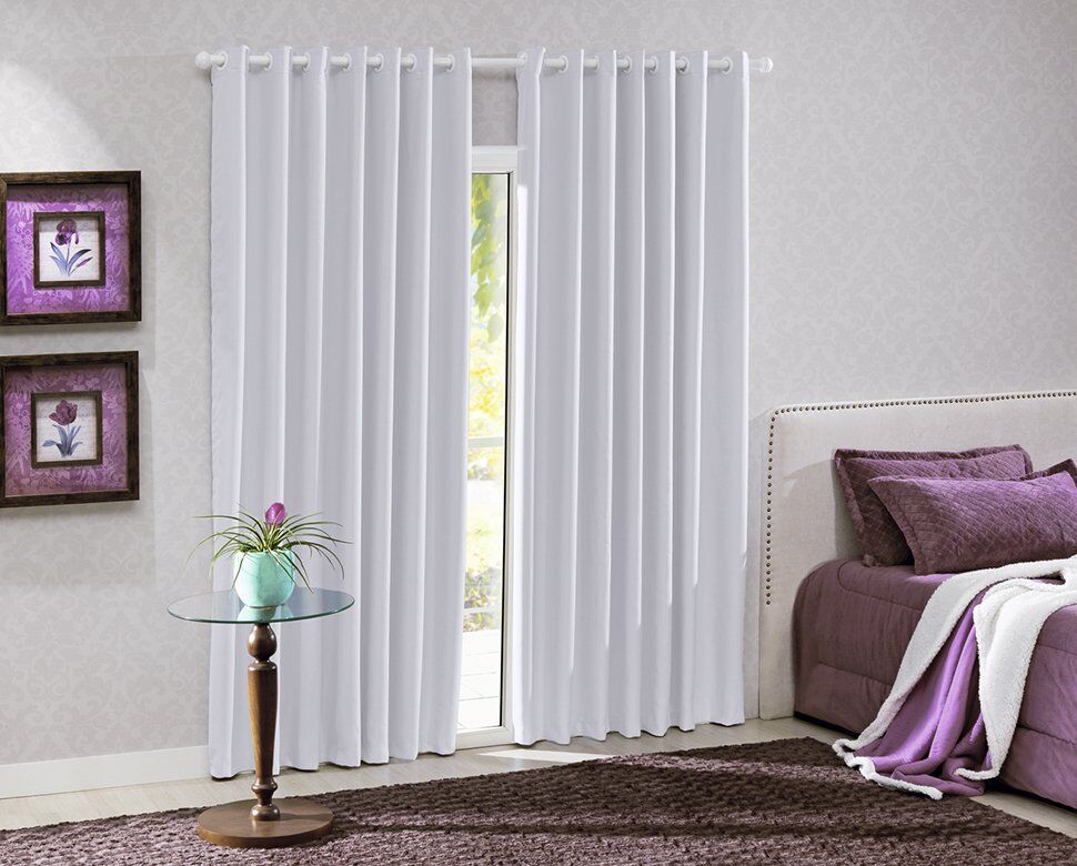 Cortina Bella Janela 2,6x1,7m Corta Luz Liso Branca