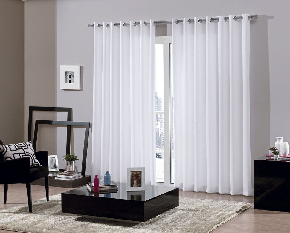 Cortina Bella Janela 2,6x1,7m Bellin Branca com Ilhós