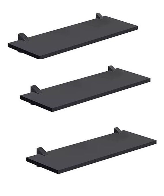 Kit Prateleira Prat-K Concept com Suporte 60x20cm Preta 3 Peças