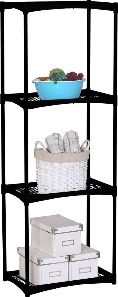 Estante Multiuso Palm 4 Andares 137x31x49cm Preto Diagonal