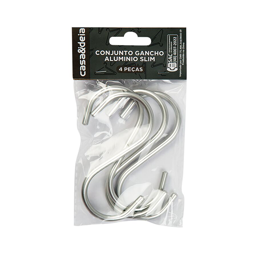 Conjunto de Ganchos Slim para Closet Alumínio 4 Peças Casa&Ideia