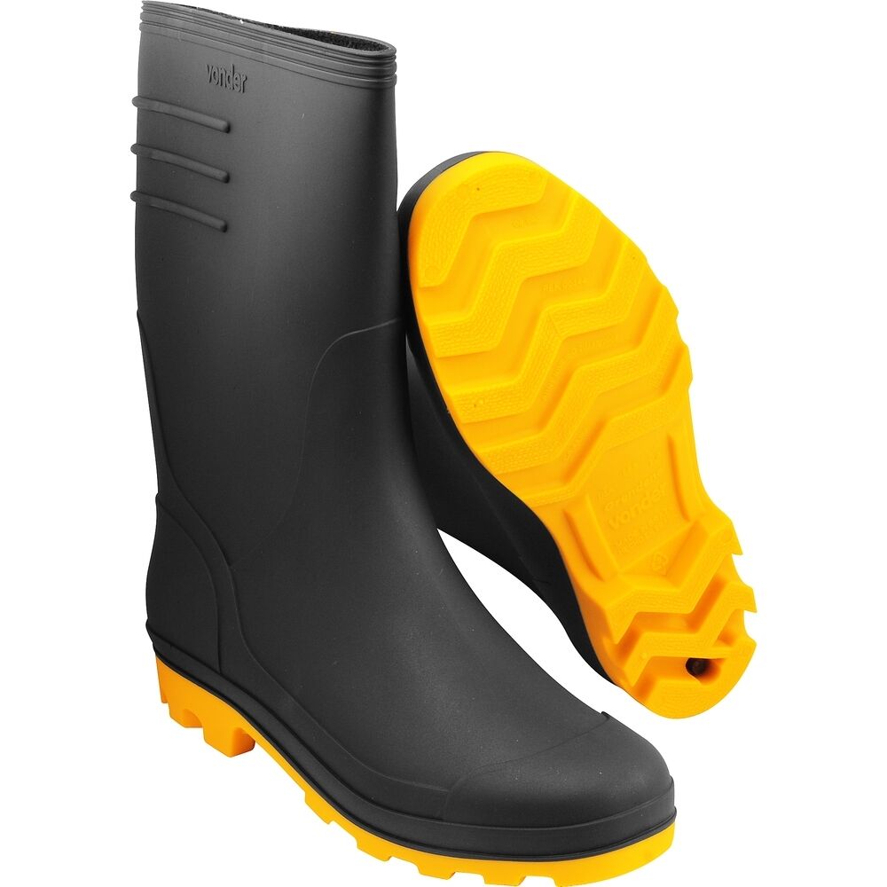 Bota PVC Vonder Cano Médio Nº 40 Preto/Amarelo
