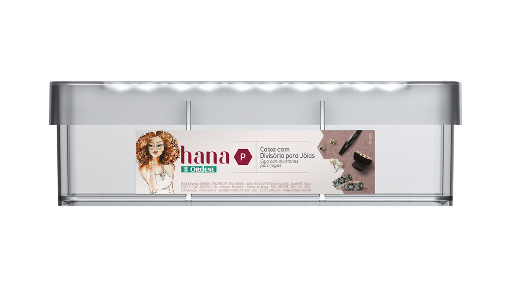 Caixa Organizadora c/Tampa e Divisória Hana Cristal P 15,5x20x6,2cm