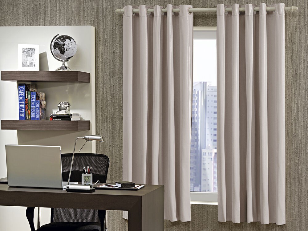 Cortina Corta Luz com Ilhós 2,60x1,70 Branco/Cinza Bella Janela