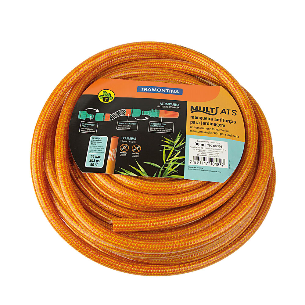 Mangueira Super Flex com Esguicho 30m Laranja Tramontina
