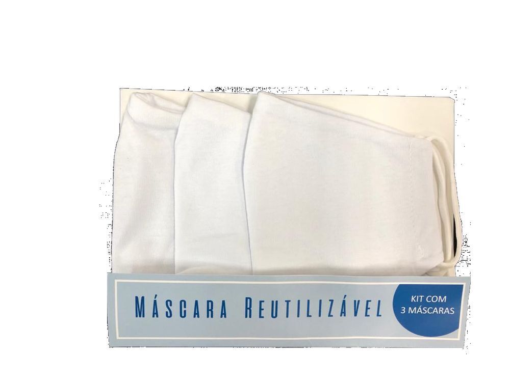 Máscara Facial Reutilizável de Algodão Branco Evolutex