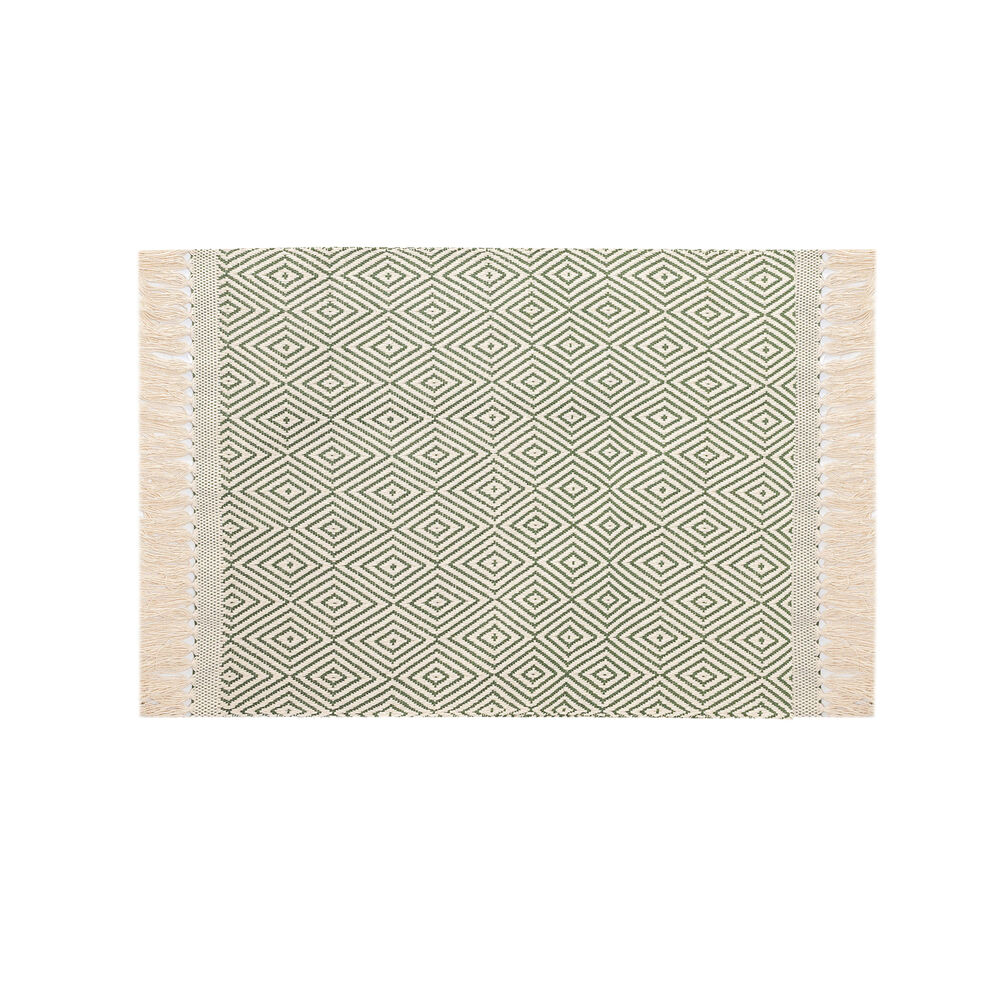 Tapete Diamante 50x70cm Verde Oliva Artesanal Teares