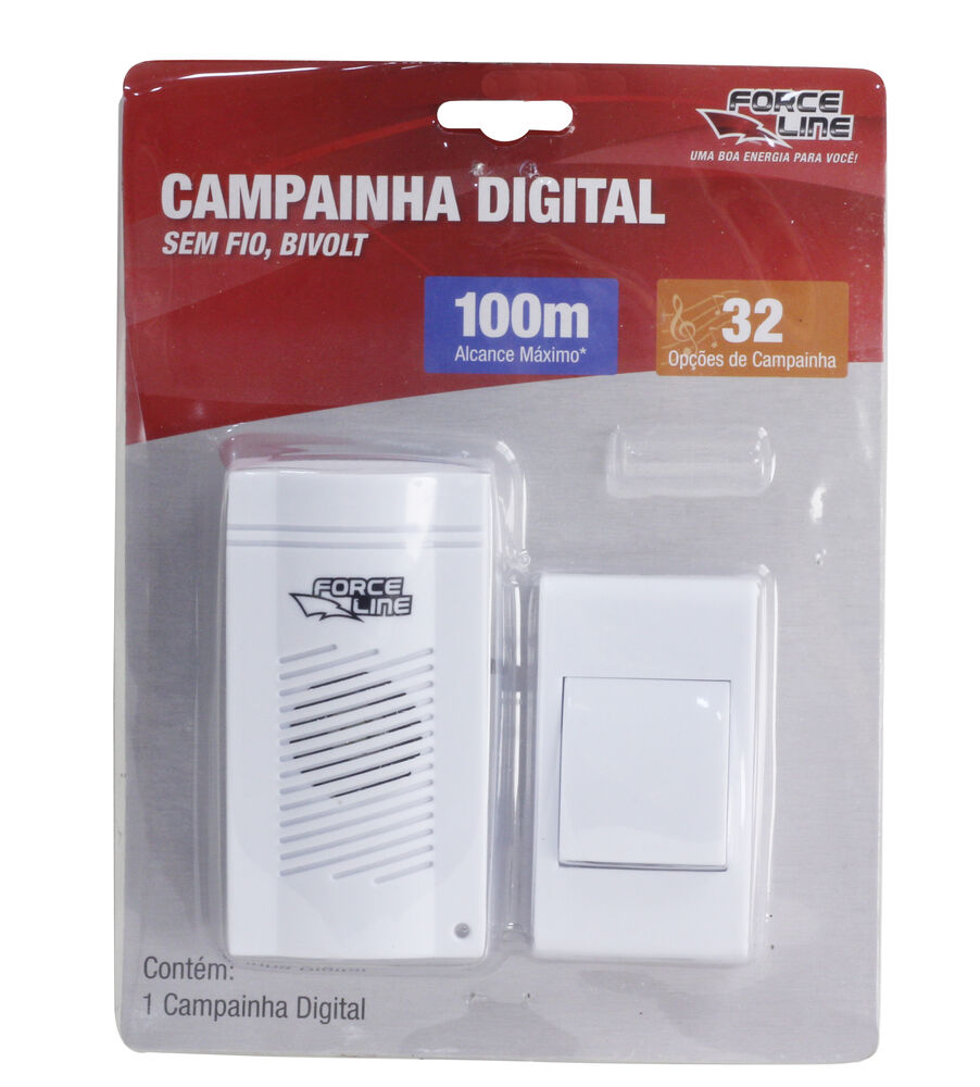 Campainha sem Fio Digital Bivolt Force Line