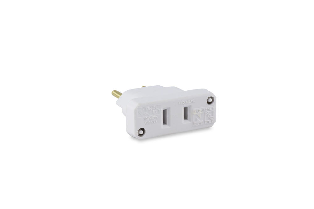 Plugue Adaptador Force Line 2P 10A Branco
