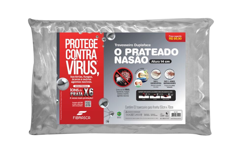 Travesseiro Nasão Prateado 50x70cm Fibrasca