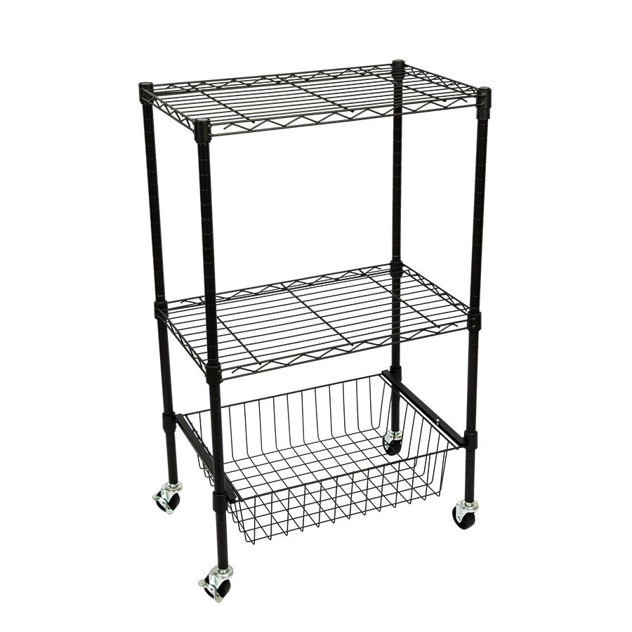 Carrinho Multiuso Supreme 80x35x55cm Preto Casa&Ideia