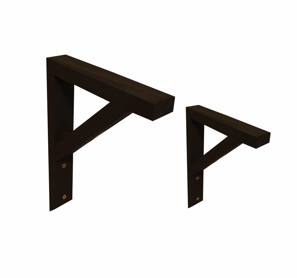 Suporte para Prateleira Madeira Pinus Cubo Marcenaria Mão Francesa Preto 2 Peças