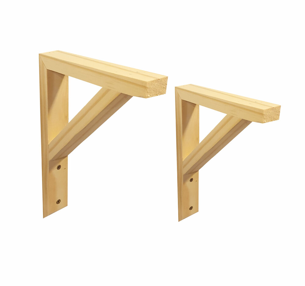 Suporte para Prateleira Madeira Pinus Cubo Marcenaria Mão Francesa Natural 2 Peças