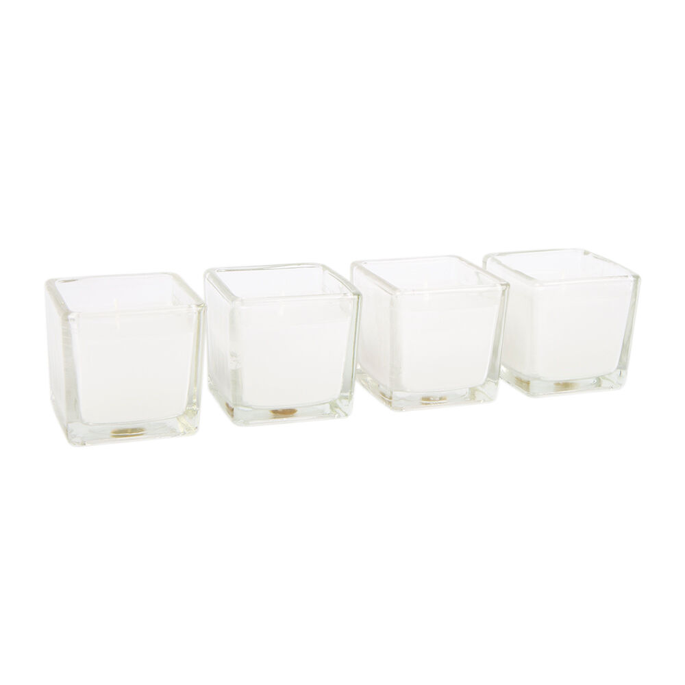 Kit com 4 Velas de Vidro Quadrado 5x5 Diagonal