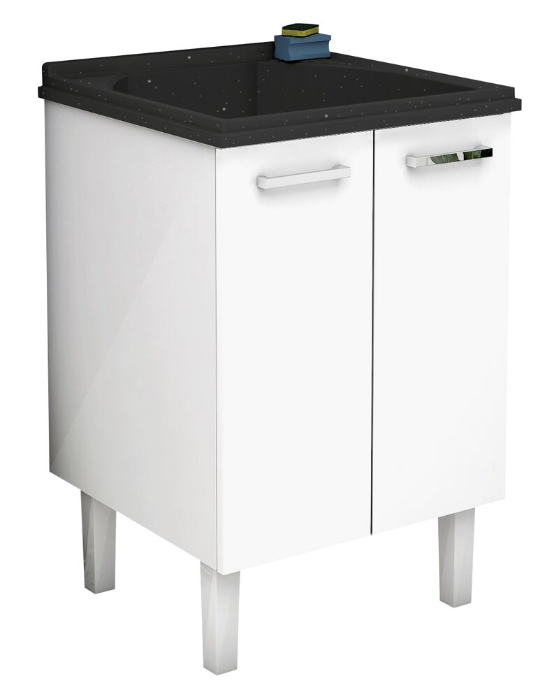 Balcão com Tanque Aço Max 60cm Preto Cozimax