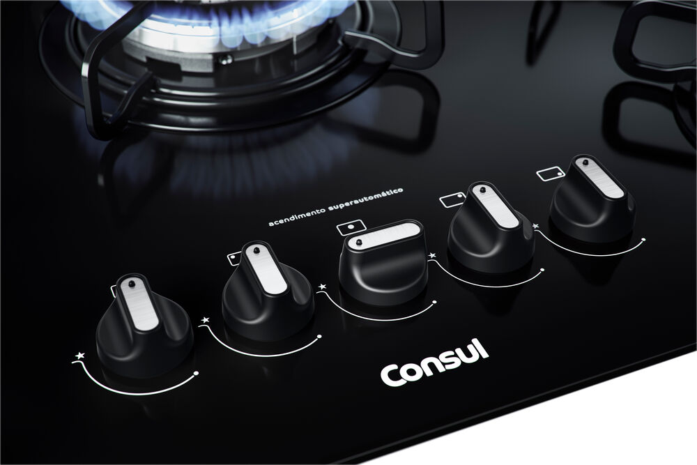 Cooktop a Gás CDD75AE 5 Bocas Preto Consul