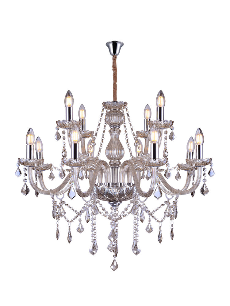 Lustre Taschibra Glam 12 Lâmpadas E14 Conhaque