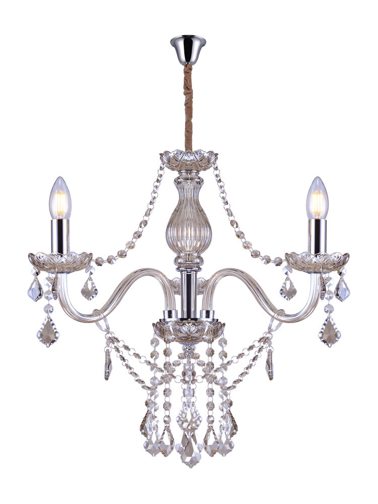 Lustre Taschibra Glam 3 Lâmpadas E14 Conhaque