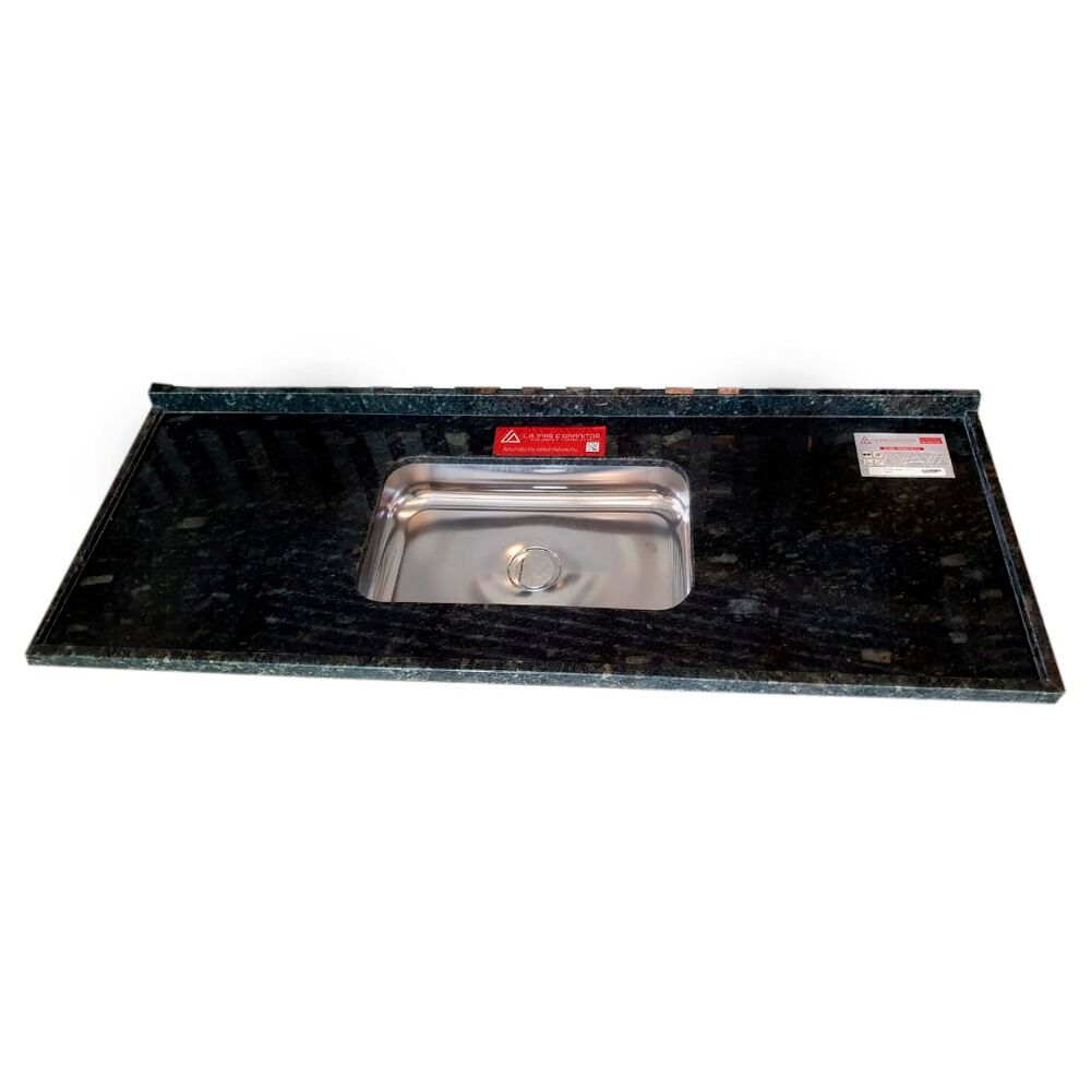 Pia de Cozinha L A Pias e Granitos Standard 150x56cm Granito Verde Ubatuba