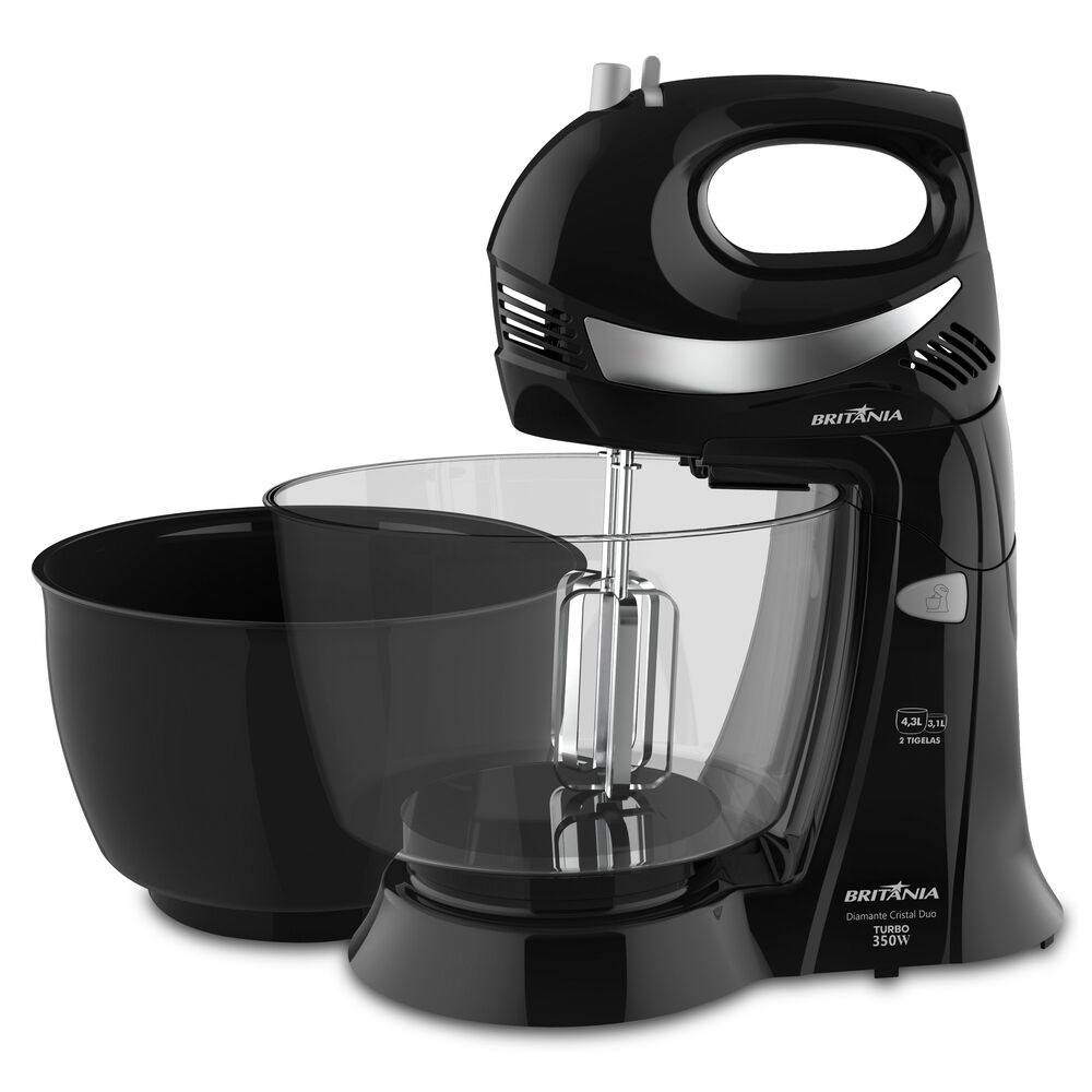 Batedeira Britânia 350W 4 Velocidades Diamante Cristal Duo Preta