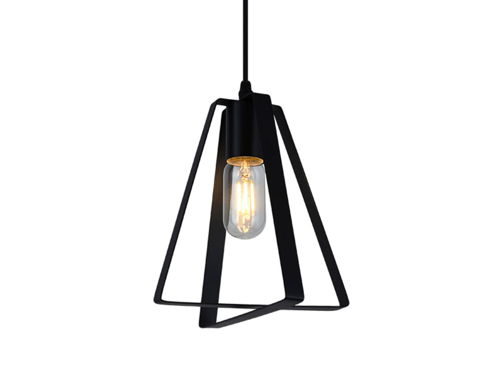 Pendente Taschibra 1 Lâmpada Delta E27 Preto Fosco
