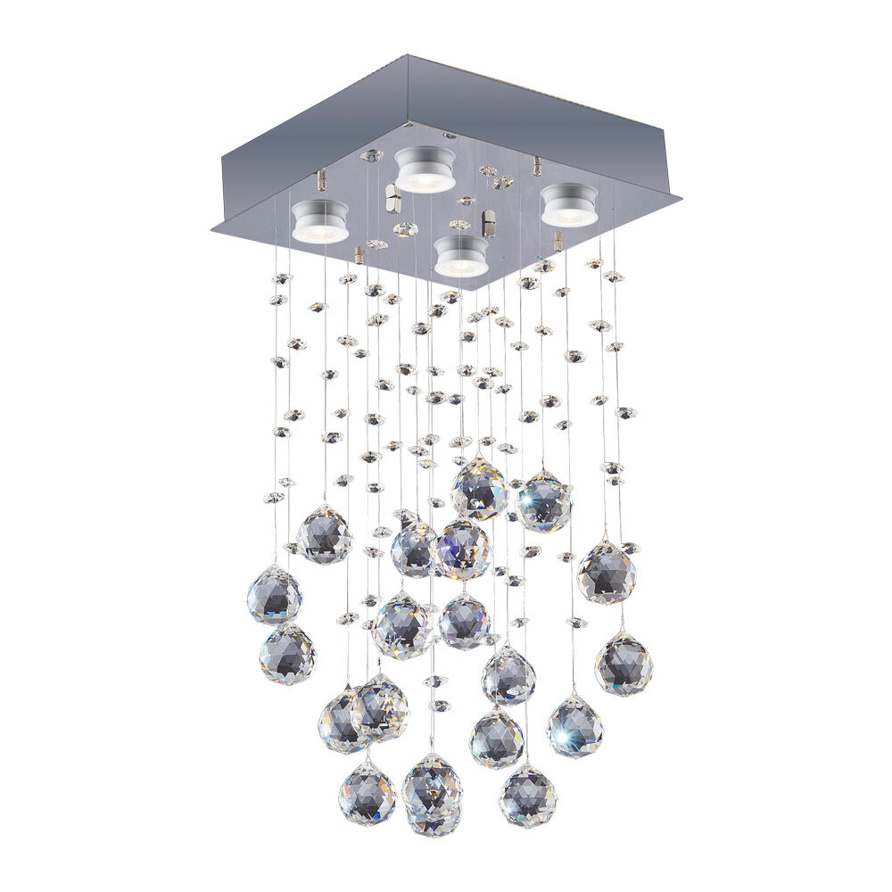 Plafon Bronzearte 4 Lâmpadas Crystal Spiral 30954 GU10 Cinza