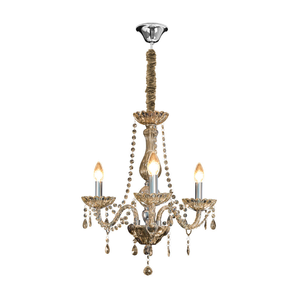 Lustre Bronzearte Clássico 3 Lâmpadas E14 Ambar