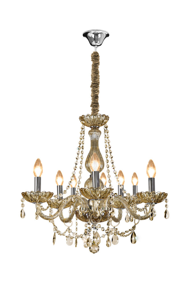 Lustre Bronzearte Clássico 8 Lâmpadas E14 Ambar 34476