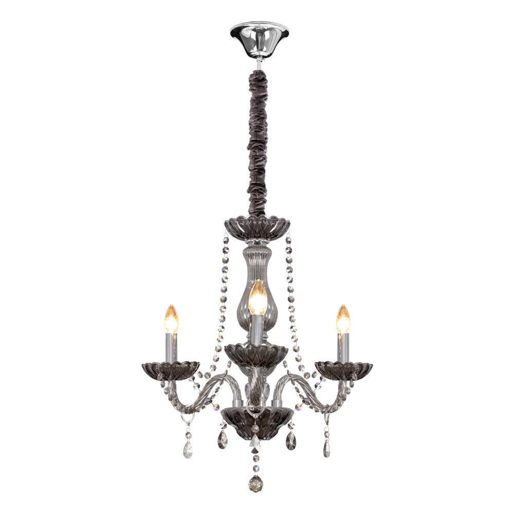 Lustre Bronzearte Clássico 3 Lâmpadas E14 Fume