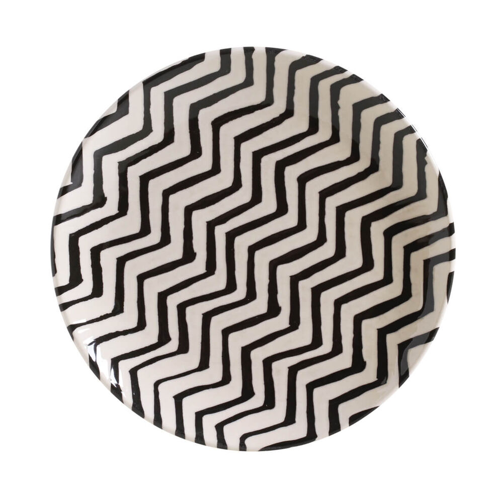 Prato de Sobremesa Porto Brasil Coup Chevron 20,5cm Estampado