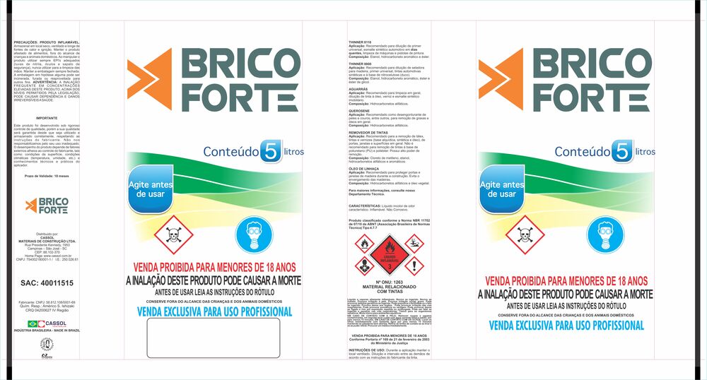 Removedor de Tintas 5L Brico Forte