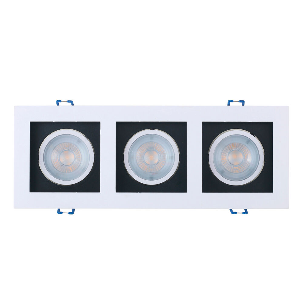 Spot LED de Embutir Frame 3 Lâmpadas 15W 3000K Recuado Preto/Branco Luz Amarela Taschibra