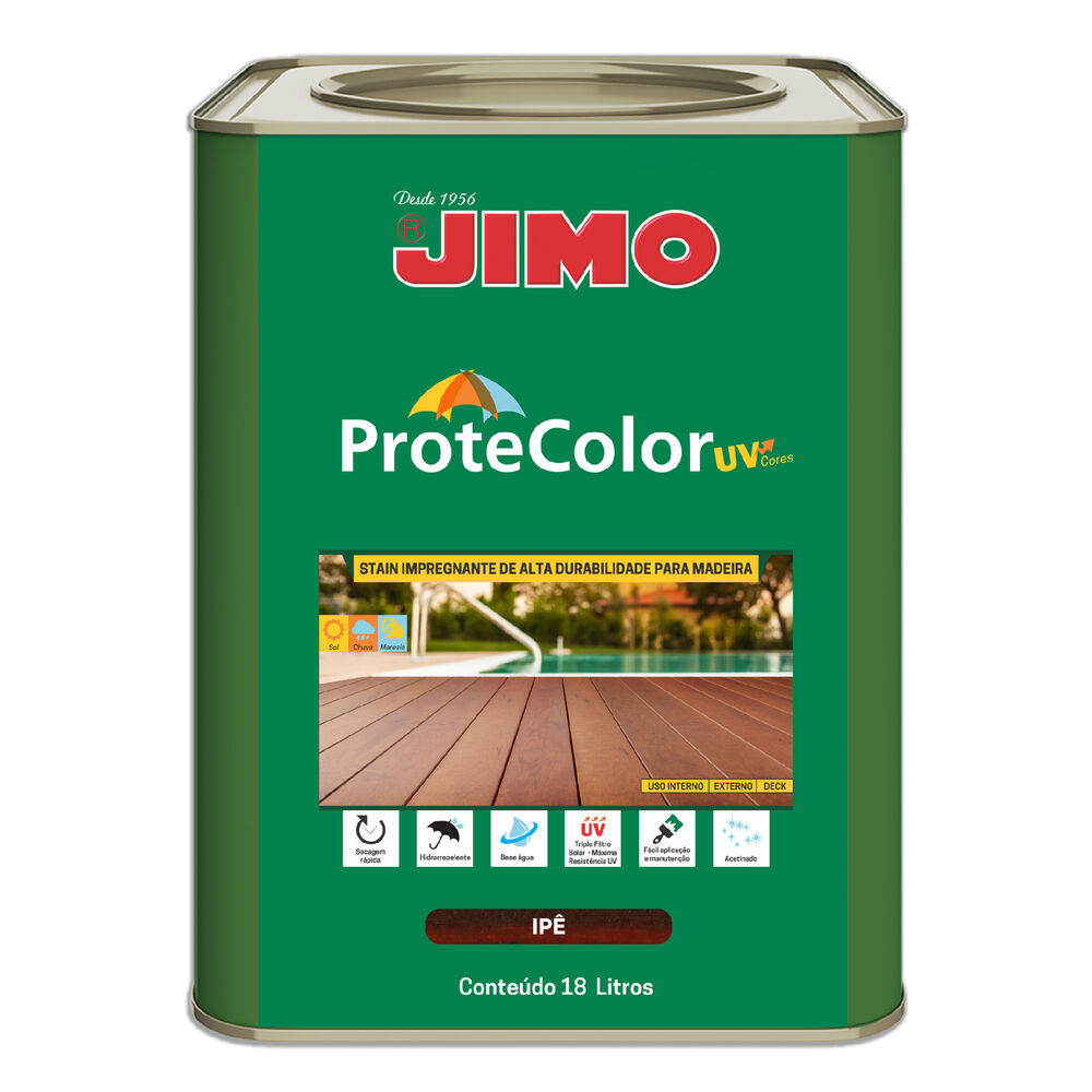 JIMO Protecolor UV Acabamento de Alta Durabilidade Progete e Embeleza Resistente ao Sol Chuva e Maresia Ipê Lata 18 Litros